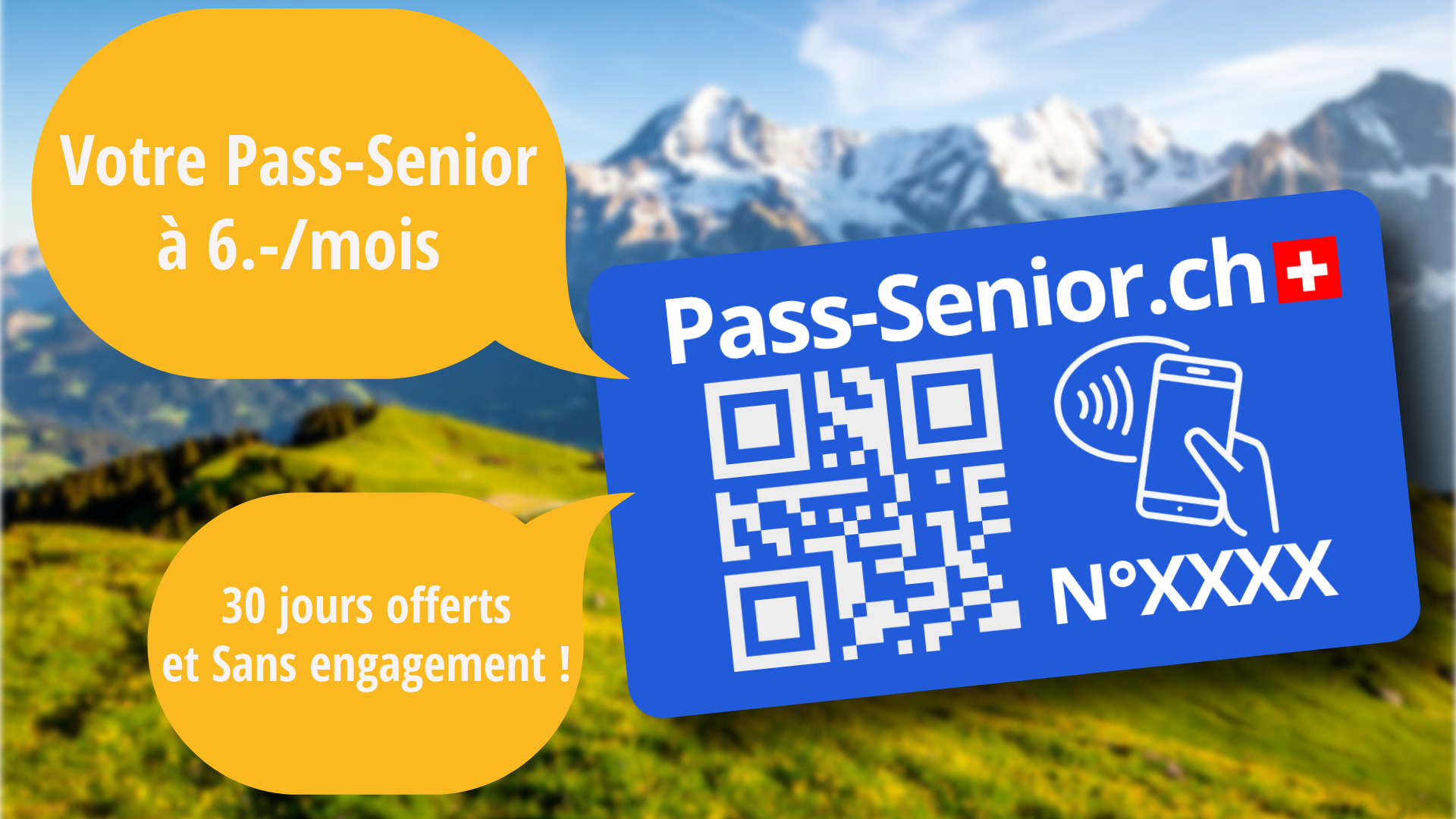 Illustration de montagnes suisses pour Pass Senior